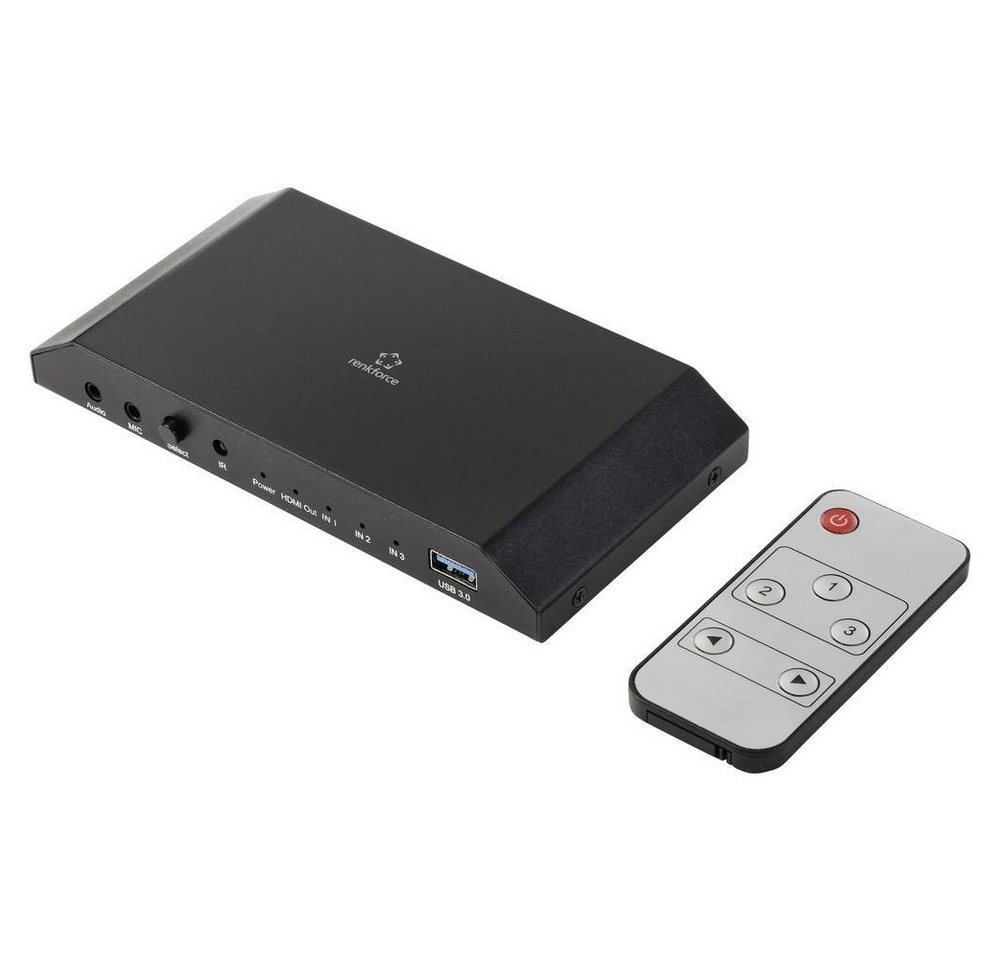 Renkforce 3 Port Video Capture System USB Gameplay-Aufnahmegerät (Full-HD-Auflösung, Livestream-Funktion) von Renkforce