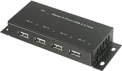 Renkforce 4 Port USB 2.0-Hub Metallgehäuse, zur Wandmontage Schwarz (1610328) von Renkforce
