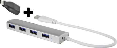 Renkforce 4 Port USB 3.2 Gen 1-Hub (USB 3.0) mit Aluminiumgehäuse Aluminium von Renkforce