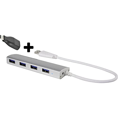 Renkforce 4 Port USB 3.2 Gen 1-Hub (USB 3.0) mit Aluminiumgehäuse Aluminium von Renkforce