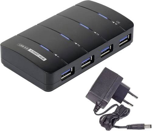 Renkforce 4 Port USB 3.2 Gen 1-Hub (USB 3.0) mit Status-LEDs Schwarz von Renkforce