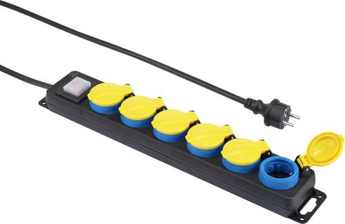 Renkforce 650D-CMB Steckdosenleiste mit Schalter 6fach Schwarz, Gelb, Blau Schutzkontakt 1St. Renkforce 650D-CMB Steckdosenleiste mit Schalter 6fach Schwarz, Gelb, Blau Schutzkontakt 1St. von Renkforce