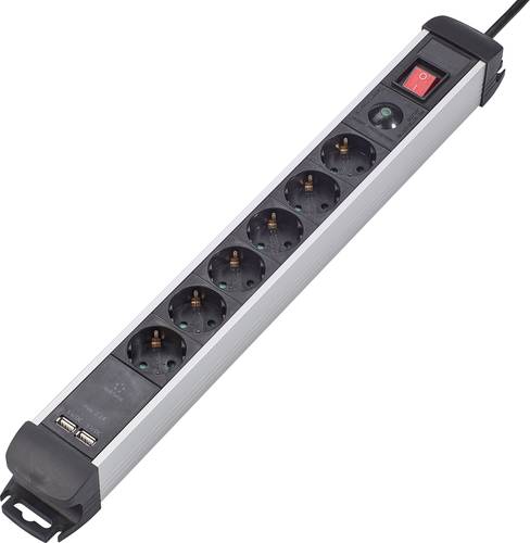 Renkforce 815A-CMB-SUSB Steckdosenleiste mit Schalter 6fach Schwarz, Silber Schutzkontakt 1St. Renkforce 815A-CMB-SUSB Steckdosenleiste mit Schalter 6fach Schwarz, Silber Schutzkontakt 1St. von Renkforce