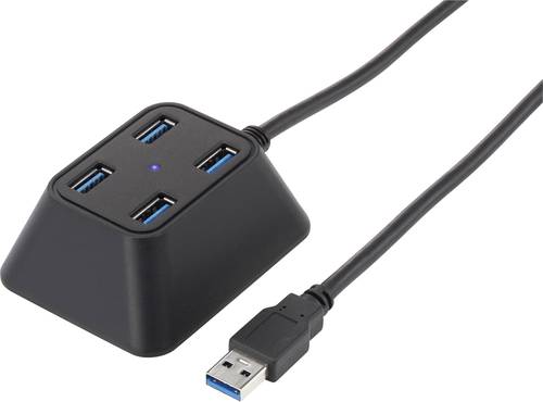 Renkforce  Desktop  4 Port USB 3.2 Gen 1-Hub (USB 3.0) mit Status-LEDs Schwarz von Renkforce