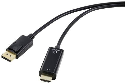 Renkforce DisplayPort / HDMI Adapterkabel DisplayPort Stecker, HDMI-A Stecker 5.00m Schwarz RF-51791 von Renkforce