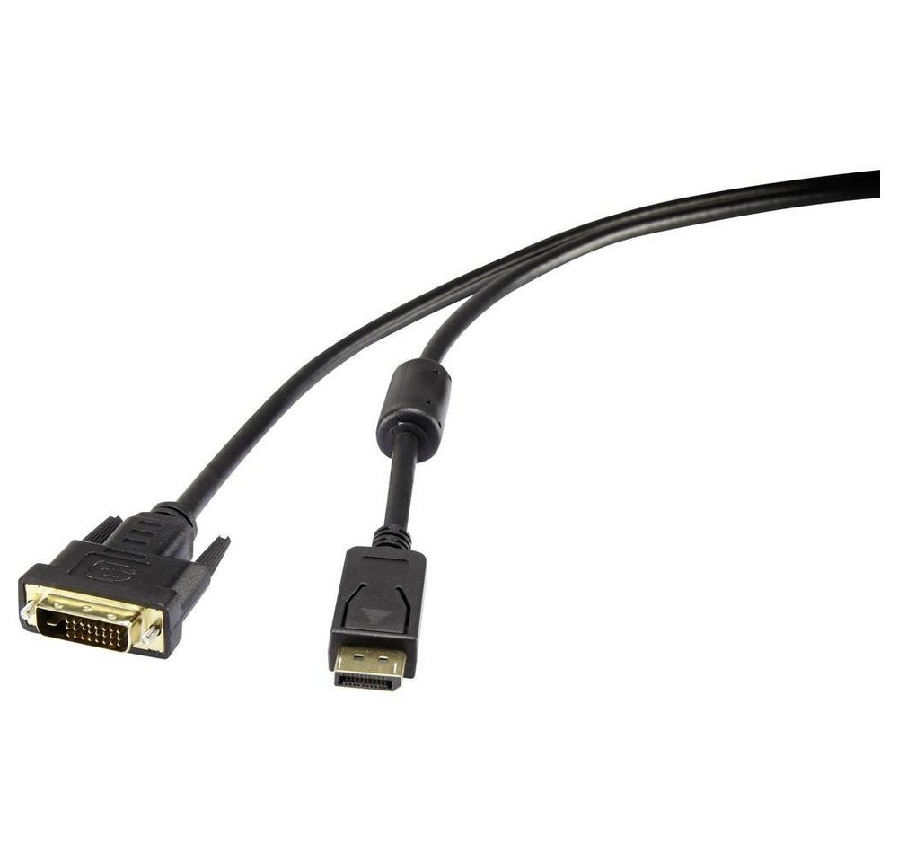 Renkforce DisplayPort auf DVI-Kabel 5 m HDMI-Kabel, (5.00 cm), schraubbar, vergoldete Steckkontakte, mit Ferritkern von Renkforce