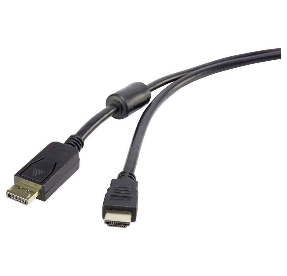 Renkforce DisplayPort auf HDMI Anschlusskabel 1.8 m HDMI-Kabel, (1.80 cm), mit Ferritkern, vergoldete Steckkontakte von Renkforce