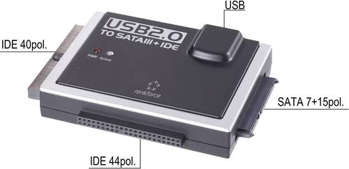 Renkforce Festplatten Adapter [1x USB 2.0 Stecker A - 1x IDE-Buchse 40pol., IDE-Buchse 44pol., SATA- von Renkforce