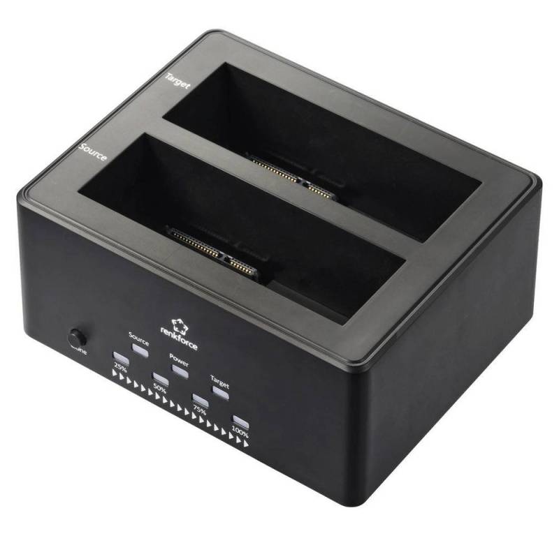 Renkforce Festplatten-Dockingstation USB 3 SATA 2-Port HDD-Dockingstation mit Cloning, mit Clone-Funktion, mit Erase-Funktion von Renkforce