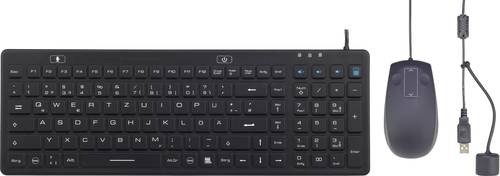 Renkforce IP 68 Industrie USB Tastatur, Maus-Set Spritzwassergeschützt, Staubgeschützt Deutsch, QW von Renkforce