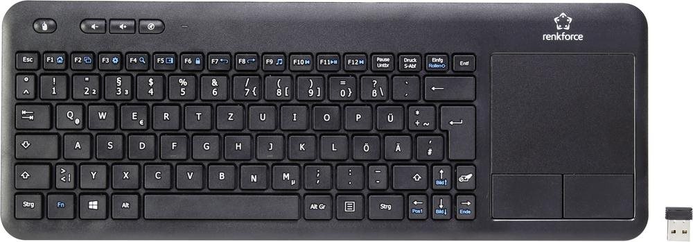 Renkforce KG3602 - Tastatur - mit Touchpad - kabellos - 2.4 GHz - QWERTZ - Schwarz von Renkforce