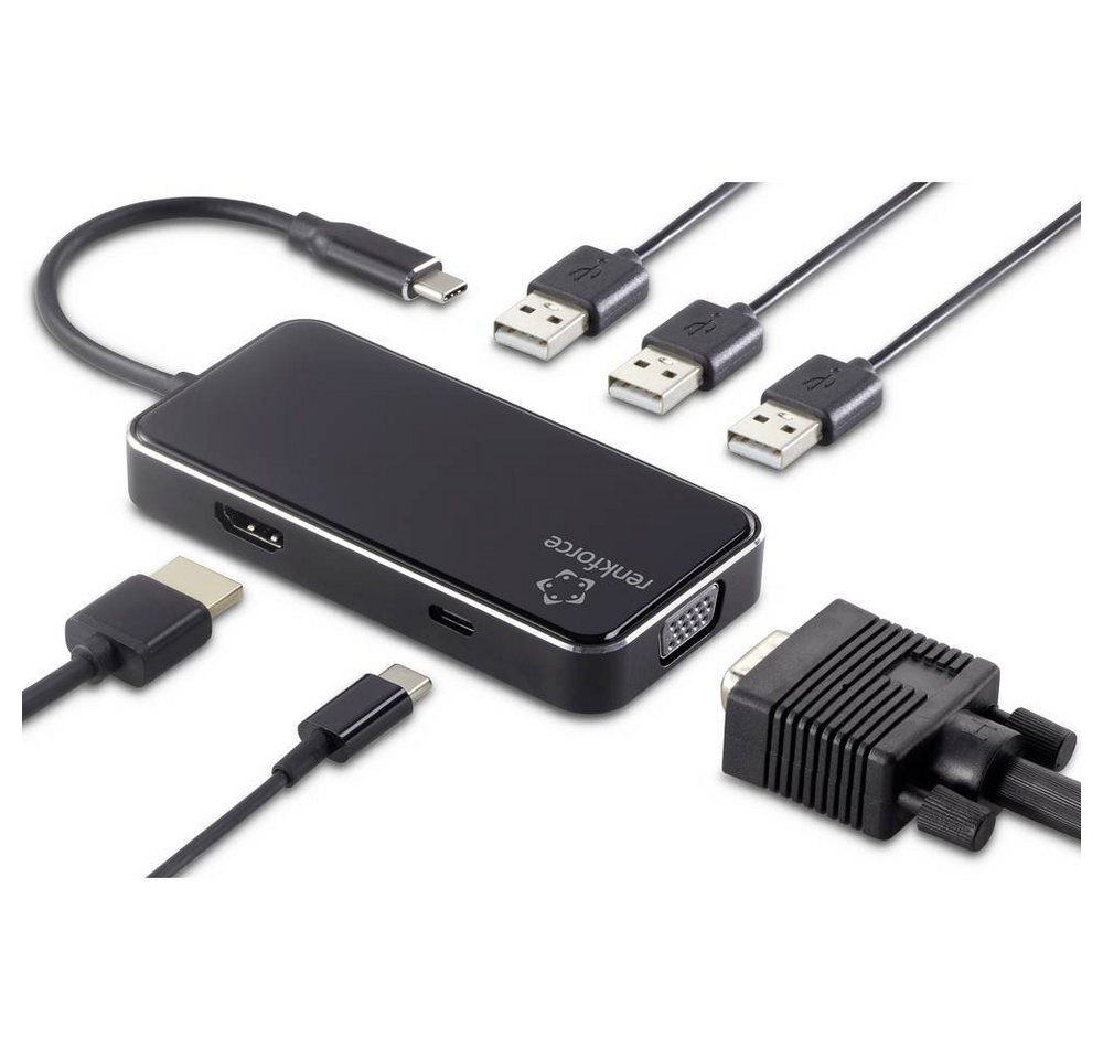 Renkforce Laptop-Dockingstation RF-230 6-in-1 USB-C® Dockingstation (bis 4K@30Hz, USB-C® Power Delivery von Renkforce