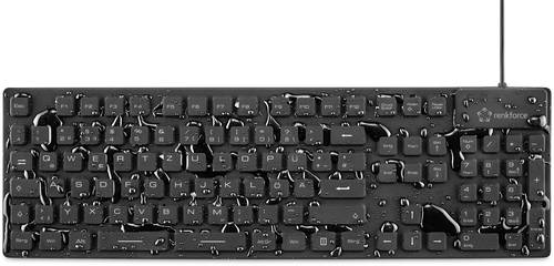 Renkforce RF-3561816 USB Tastatur Deutsch, QWERTZ Schwarz Silikonmembran vollversiegelt IP68 von Renkforce