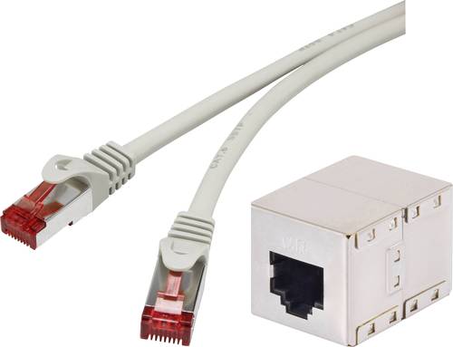 Renkforce RF-3829264 RJ45 Netzwerkkabel, Patchkabel CAT 6a S/FTP 1.00m Grau mit Rastnasenschutz, Fla von Renkforce