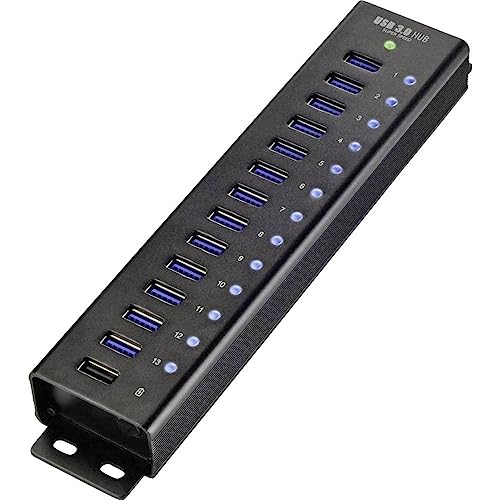 Renkforce RF-3897144 13 Port USB 3.2 Gen 1-Hub (USB 3.0) mit Aluminiumgehäuse, zur Wandmontage, mit Schnellladeport von Renkforce