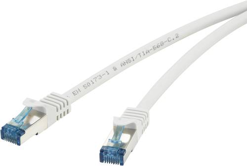 Renkforce RF-4145277 RJ45 Netzwerkkabel, Patchkabel CAT 6a S/FTP 0.25m Grau mit Rastnasenschutz, Fla von Renkforce