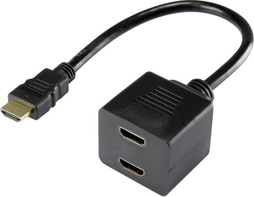 Renkforce RF-4212177 HDMI Y-Adapter [1x HDMI-Stecker - 2x HDMI-Buchse] Schwarz vergoldete Steckkonta von Renkforce