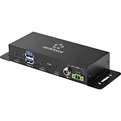 Renkforce RF-4679566 2+2 Port USB 3.0-Hub Metallgehäuse, zur Wandmontage Schwarz von Renkforce