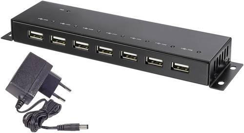 Renkforce RF-4791678 7 Port USB 2.0-Hub Metallgehäuse, zur Wandmontage Schwarz von Renkforce