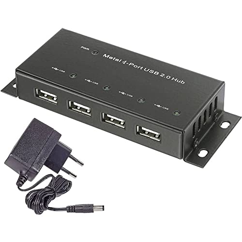 Renkforce RF-4830984 4 Port USB 2.0-Hub Metallgehäuse, zur Wandmontage Schwarz von Renkforce