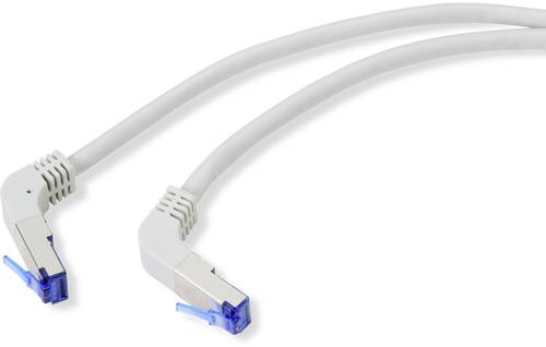 Renkforce RF-4892474 RJ45 Netzwerkkabel, Patchkabel CAT 6a S/FTP 1.00m Grau 90° nach unten gewinkel von Renkforce