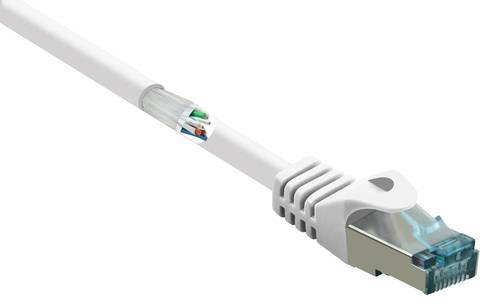 Renkforce RF-5047448 RJ45 Netzwerkkabel, Patchkabel CAT 6a S/FTP 15.00m Weiß mit Rastnasenschutz, F von Renkforce