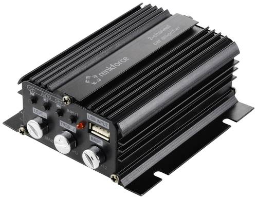 Renkforce RF-CMP-202 2-Kanal Endstufe 100W Bluetooth®-/USB-Audiowiedergabe, Lautstärke-/Bass-/Höh von Renkforce