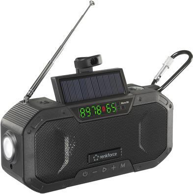 Renkforce RF-CR-300 Outdoorradio UKW, MW Bluetooth®, SD wiederaufladbar, Solarpanel, Handkurbel Schwarz (RF-5236092) von Renkforce