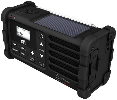 Renkforce RF-DAB-MMR88 Outdoorradio DAB+, UKW Notfallradio, USB Handkurbel, Solarpanel, wiederauflad von Renkforce