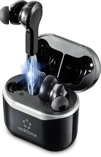 Renkforce RF-NCE-500 In Ear Kopfhörer Bluetooth® Schwarz Noise Cancelling Headset, Lautstärkerege von Renkforce