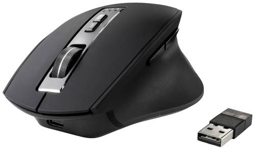 Renkforce RF-WM-300 Ergonomische Maus Bluetooth®, Kabellos Optisch Schwarz/Grau 7 Tasten 2400 dpi E von Renkforce