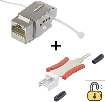 Renkforce RJ45-Einbaumodul inkl. Entriegelungswerkzeug Keystone CAT 6 mit Verriegelung KSV10 (KSV10 + Werkzeug) von Renkforce