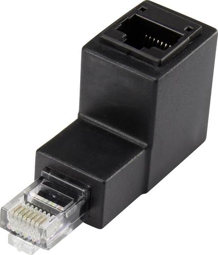 Renkforce RJ45 Netzwerk Adapter CAT 5e 90° nach unten gewinkelt [1x RJ45-Stecker - 1x RJ45-Buchse] von Renkforce