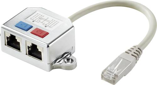 Renkforce RJ45 Netzwerk T-Adapter CAT 6 [2x RJ45-Buchse - 1x RJ45-Stecker] 15.00cm Metall von Renkforce