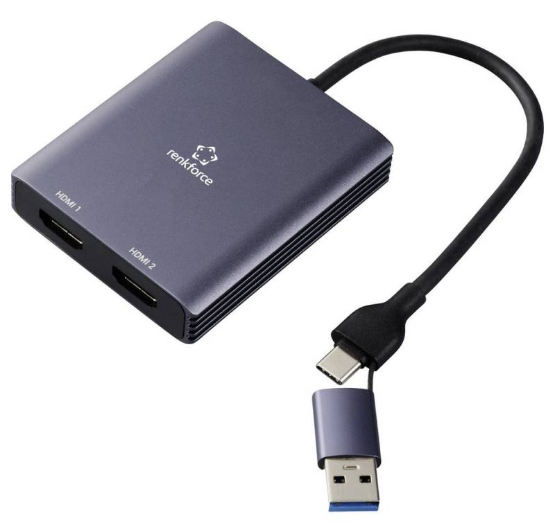 Renkforce Renkforce RF-6418198 USB-C® / HDMI Adapter [1x USB-A, USB-C® - 2x HDMI TV-Adapter, 15.00 cm von Renkforce