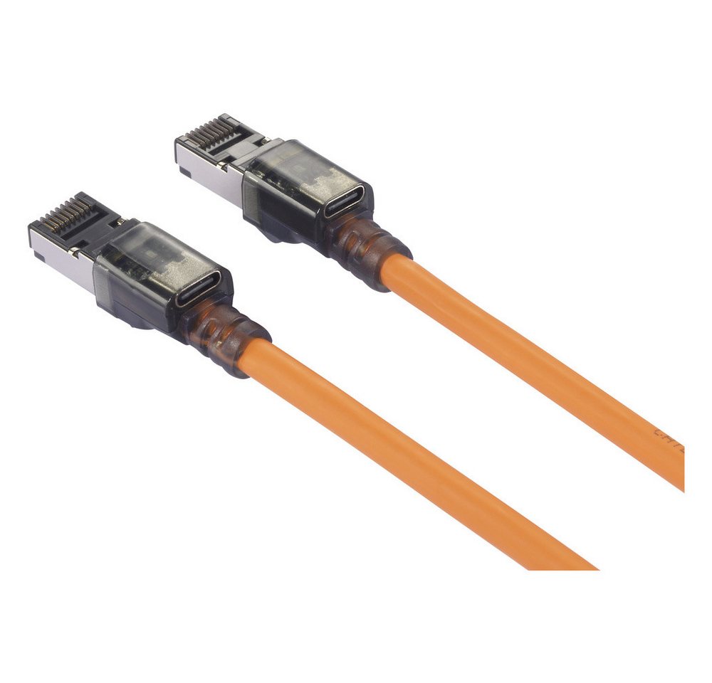 Renkforce Renkforce RJ45 Netzwerkkabel, Patchkabel CAT 6a S/FTP 0.50 m Orange Po Netzkabel, (50.00 cm) von Renkforce