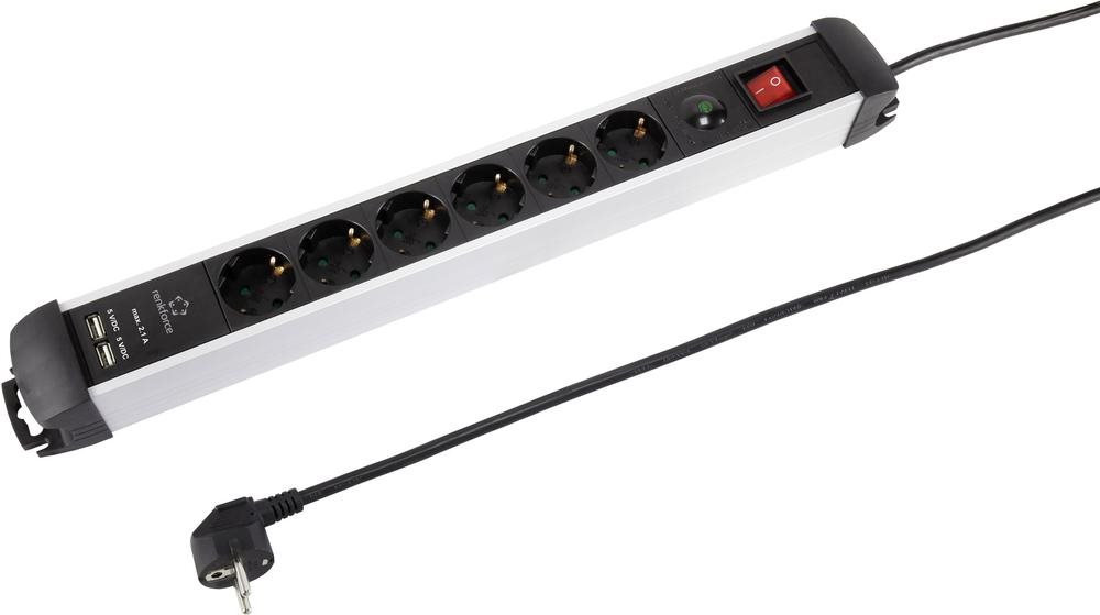 Renkforce Steckdosenleiste mit Schalter 6fach Schwarz, Silber Schutzkontakt Renkforce Renkforce Steckdosenleiste mit Schalter 6fach Schwarz, Silber Schutzkontakt Renkforce von Renkforce