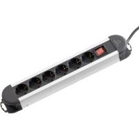 Renkforce Steckdosenleiste mit Schalter 6fach Schwarz-Silber Schutzkontakt 1296311 (1296311) von Renkforce