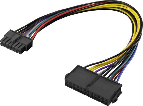 Renkforce Strom Anschlusskabel [1x ATX-Strom-Stecker 14pol. - 1x ATX-Strom-Buchse 24pol.] 0.25m Bunt von Renkforce