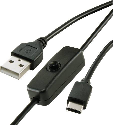 Renkforce Strom-Kabel Raspberry Pi [1x USB 2.0 Stecker A - 1x USB-C® Stecker] 1.00m Schwarz inkl. E von Renkforce