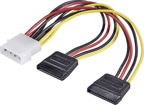 Renkforce Strom Y-Adapter [1x IDE-Strom-Stecker 4pol. - 2x SATA-Strom-Buchse 15pol.] 0.16m Schwarz, von Renkforce