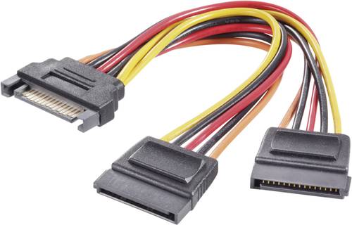 Renkforce Strom Y-Adapter [1x SATA-Strom-Stecker 15pol. - 2x SATA-Strom-Buchse 15pol.] 0.15m Schwarz von Renkforce