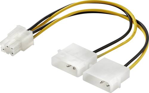Renkforce Strom Y-Kabel [1x ATX-Stecker 6pol. - 2x IDE-Strom-Stecker 4pol.] 0.15m Gelb, Schwarz von Renkforce