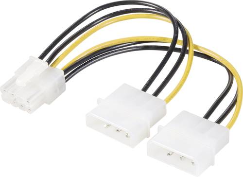 Renkforce Strom Y-Kabel [2x IDE-Strom-Stecker 4pol. - 1x PCIe-Stecker 8pol.] 0.15m Gelb, Schwarz von Renkforce