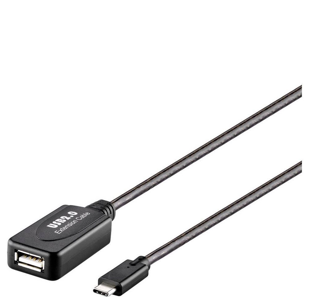 Renkforce USB 2 Repeater-Kabel mit USB Type-C® Stecker 10 m USB-Kabel, Aktiv mit Signalverstärkung, vergoldete Steckkontakte von Renkforce