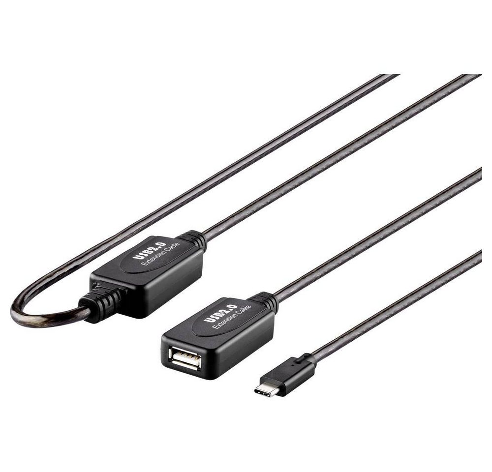 Renkforce USB 2 Repeater-Kabel mit USB Type-C™ Stecker 15 m USB-Kabel, vergoldete Steckkontakte von Renkforce