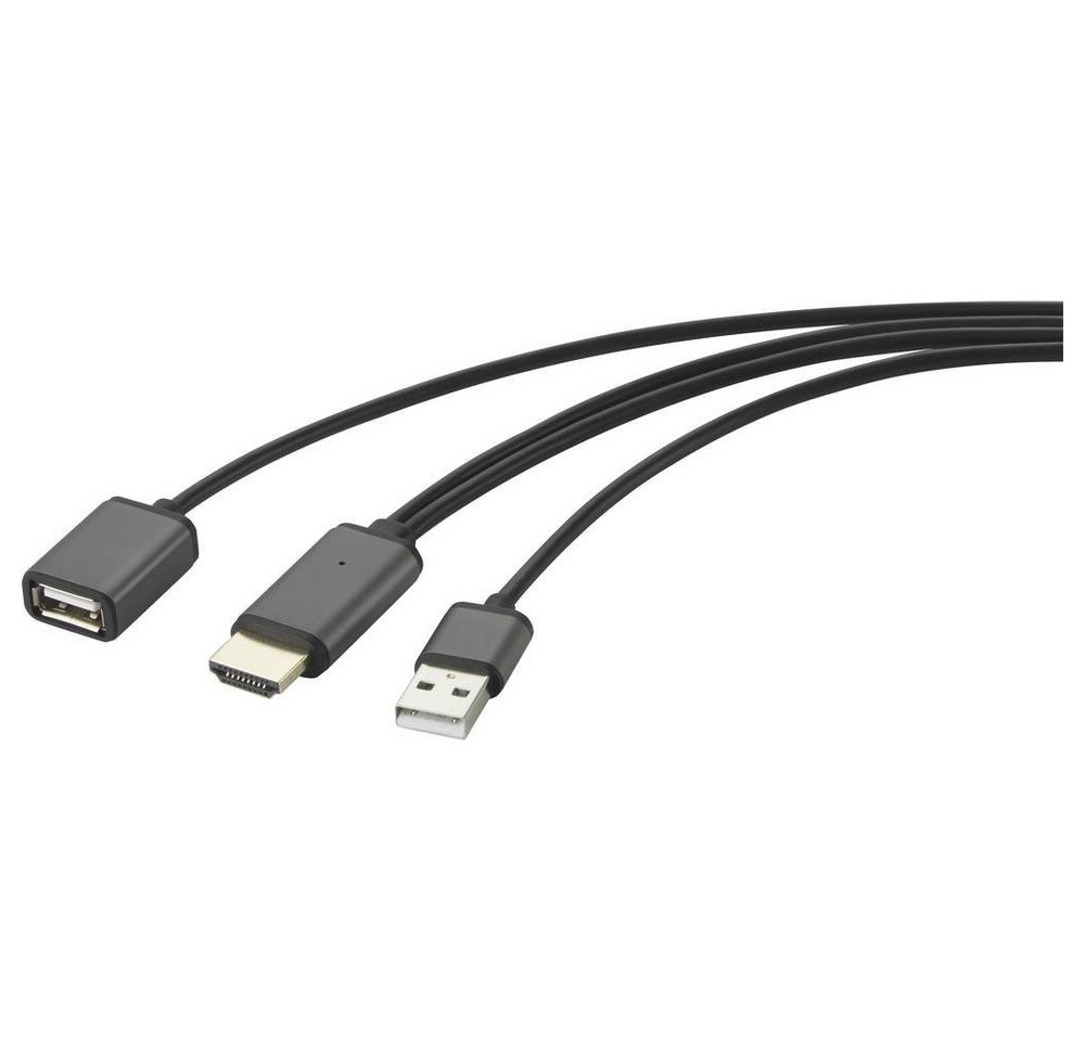 Renkforce USB-A-Stecker auf HDMI-Kabel mit USB-A-Buchse, 2 TV-Adapter, mit Streaming-Funktion von Renkforce