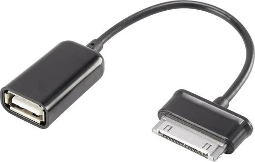 Renkforce USB-Kabel USB 2.0 Samsung 30pol. Stecker, USB-A Buchse 0.10m Schwarz mit OTG-Funktion, ver von Renkforce