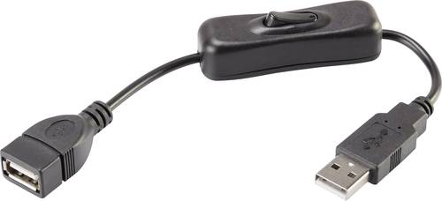Renkforce USB-Kabel USB 2.0 USB-A Stecker, USB-A Buchse 0.25m Schwarz inkl. Ein/Aus-Schalter, vergol von Renkforce