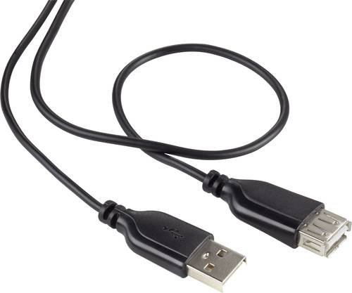 Renkforce USB-Kabel USB 2.0 USB-A Stecker, USB-A Buchse 1.00m Schwarz SuperSoft-Ummantelung RF-40807 von Renkforce